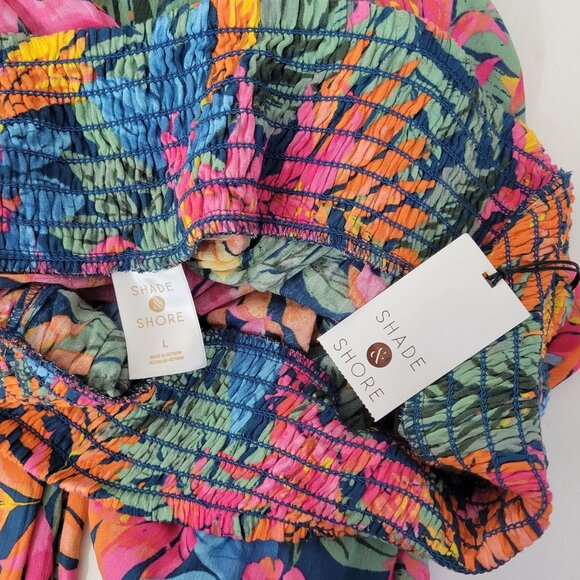 Tropical Multicolor Wide-Leg Pants With Elastic Waistband Women's Size L (12-14) - Picture 9 of 9